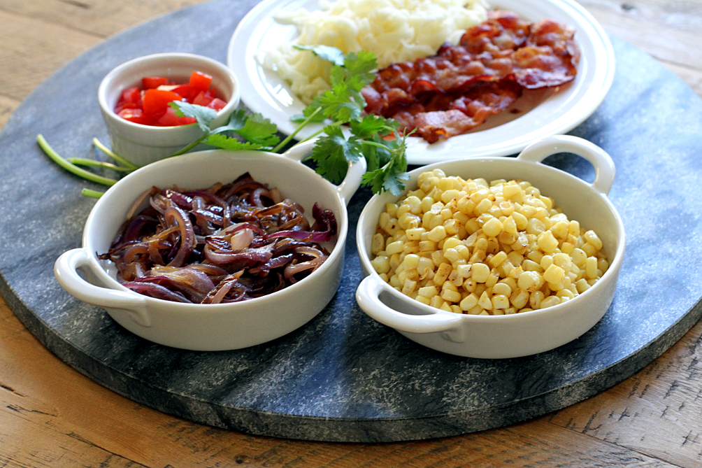 Corn, Caramelized Onion and Bacon Pizza_ingredients