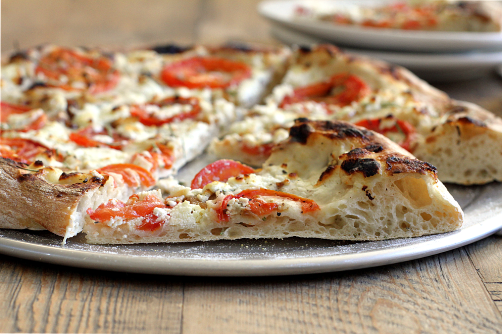 Tomato, Caramelized Onion and Goat Cheese Pizza