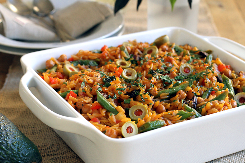 Vegetable Orzo Paella_close