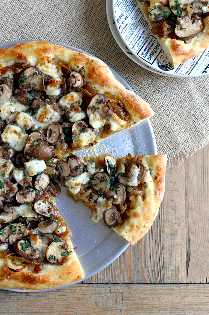 Brie, Caramelized Onion and Mushroom Pizza