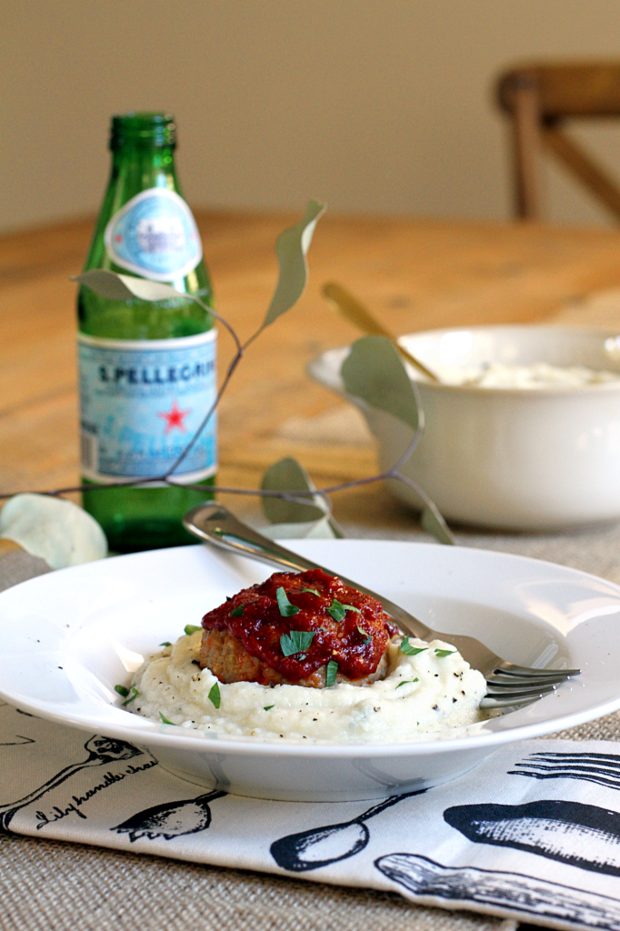 Tomato-Glazed Turkey Meatloaf with Cauliflower Purée