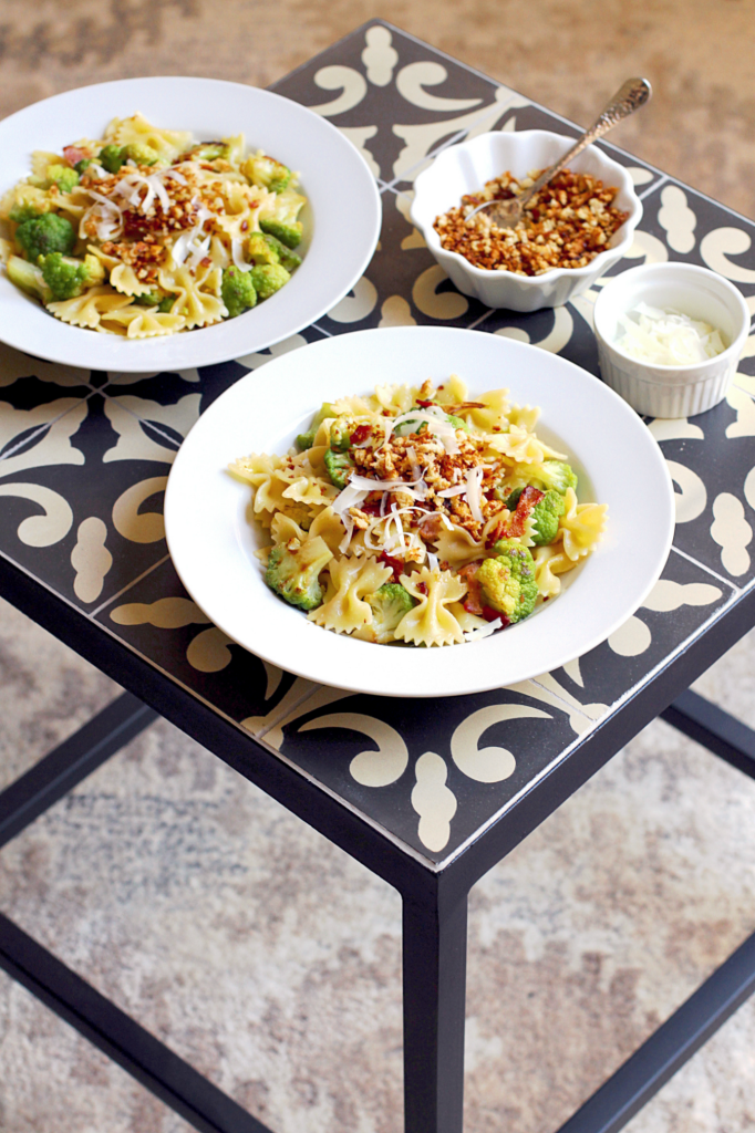 Pasta with Cauliflower, Bacon and Bread Crumbs