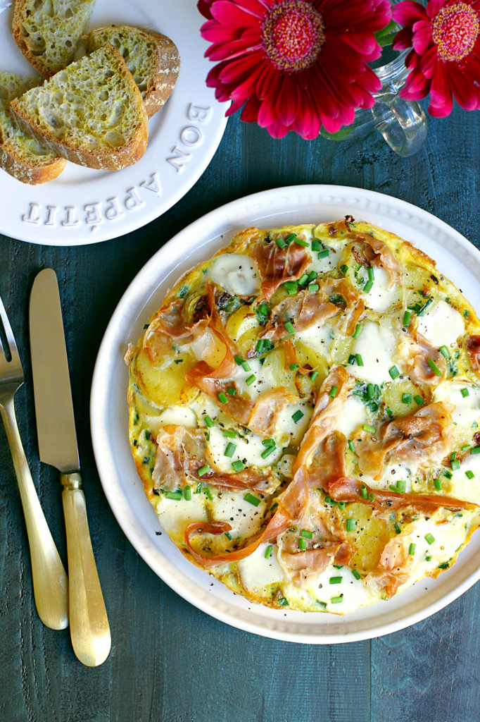 Prosciutto Caramelized Onion and Potato Frittata