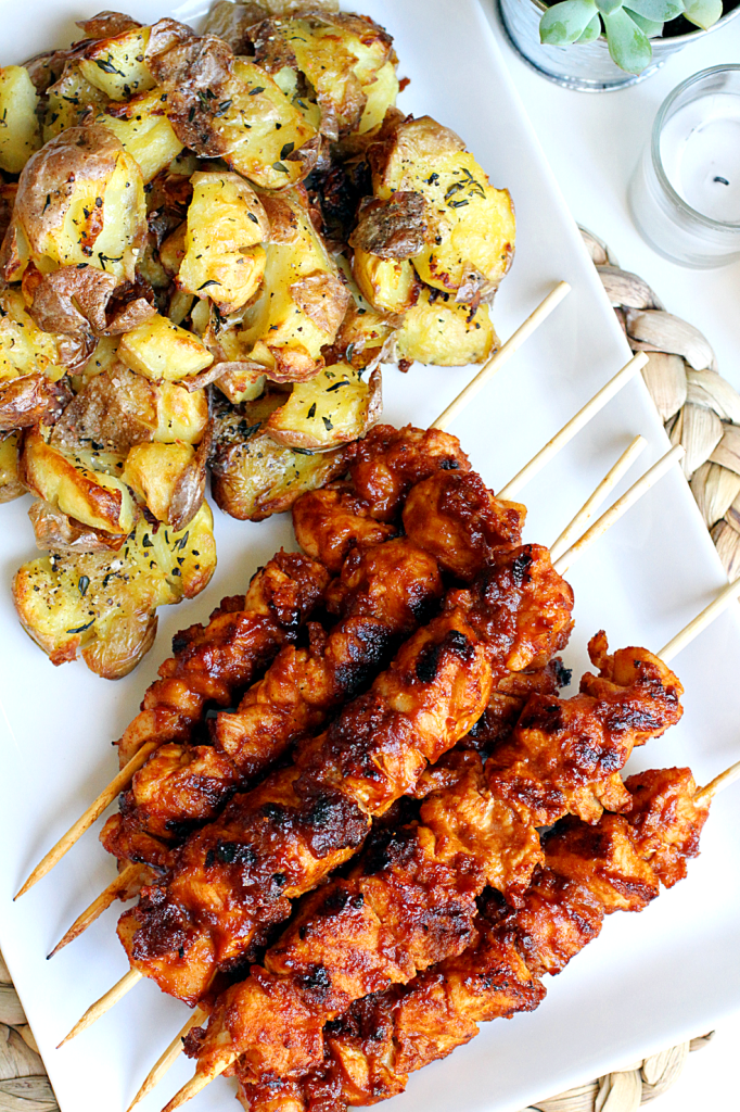 Grilled Chicken Kebabs with Bacon and BBQ Sauce
