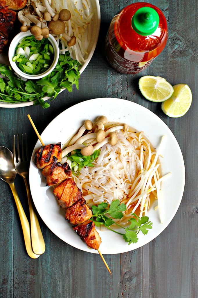 Grilled Honey Sriracha Chicken Kebab with Pho