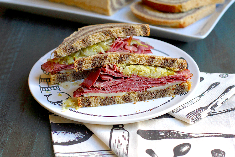 Marble Rye with Farmhouse Culture Classic Kraut and Pastrami_sliced