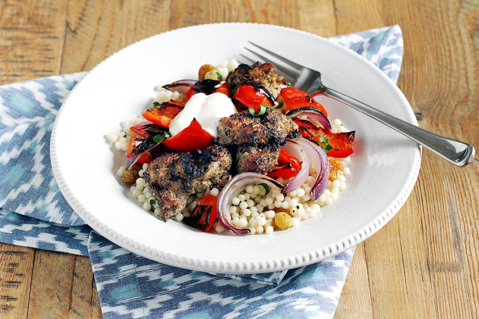 Image of Mediterranean-spiced chicken with Israeli couscous.