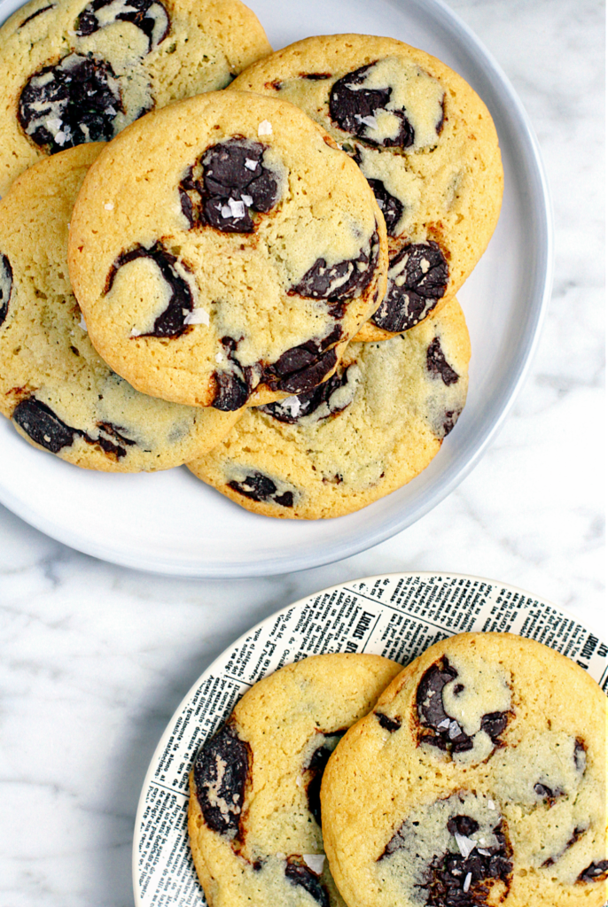 Soft and Chewy Salted Tahini Chocolate Chip Cookies Two of a Kind