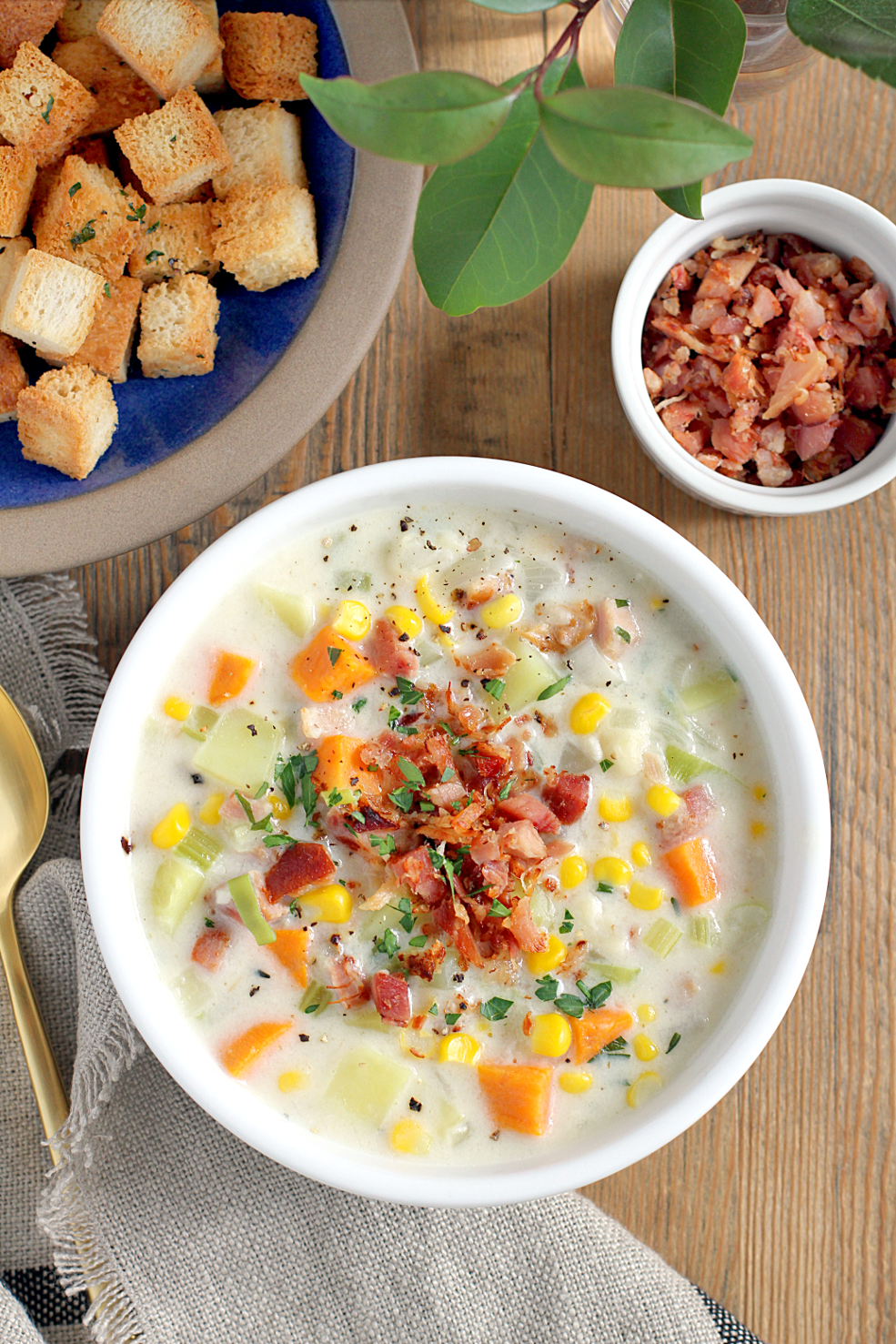 Image of ham and potato chowder.