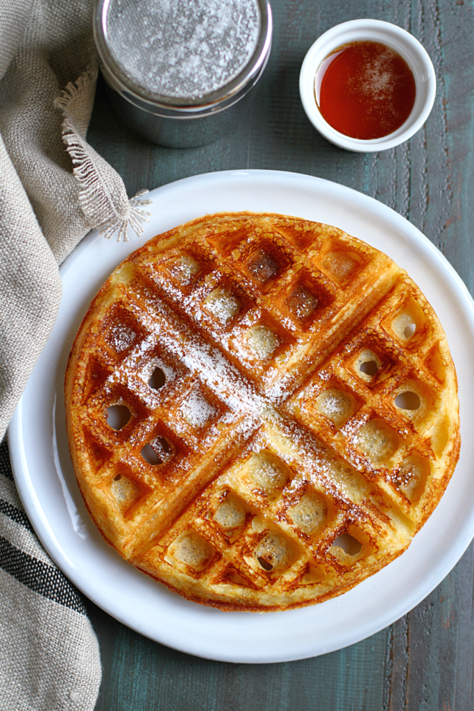 Close-up image of Brown Sugar Kitchen's cornmeal waffle.