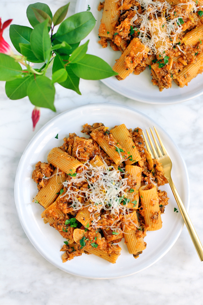 Image of rigatoni with cauliflower Bolognese.