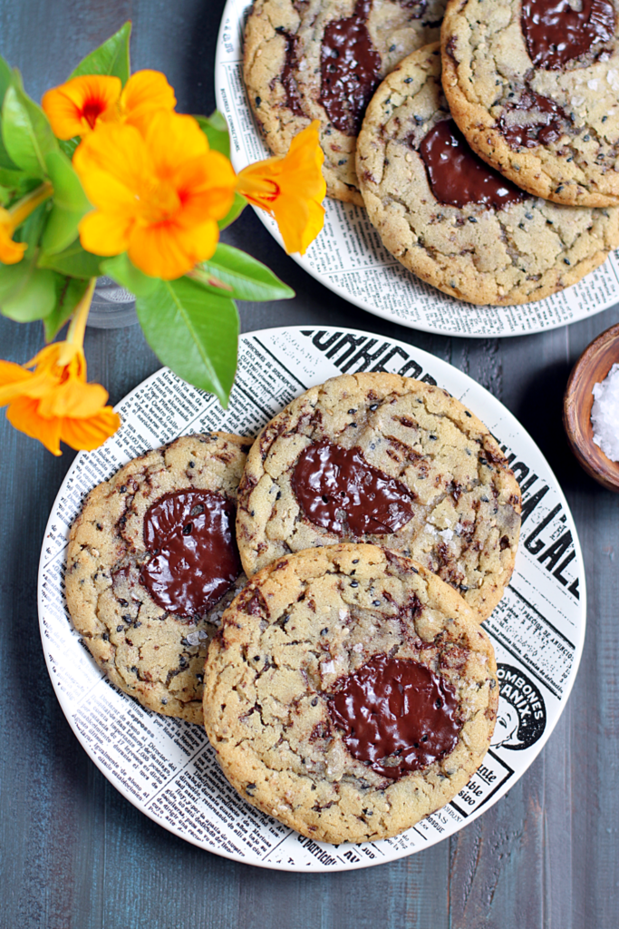 Image of sesame chocolate chunk cookies.