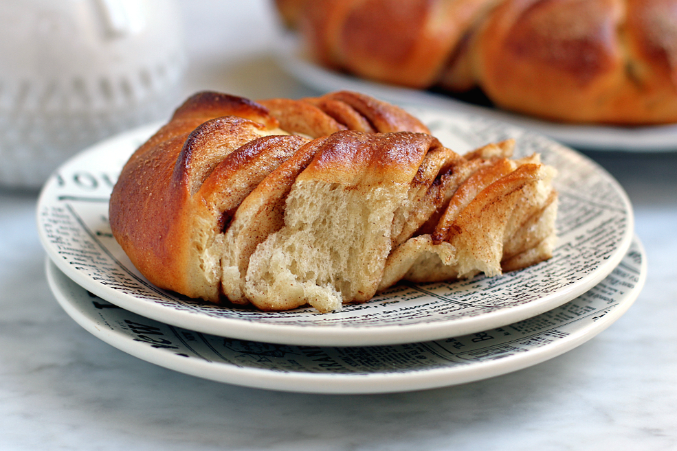 Close-up image of cinnamon star bread.