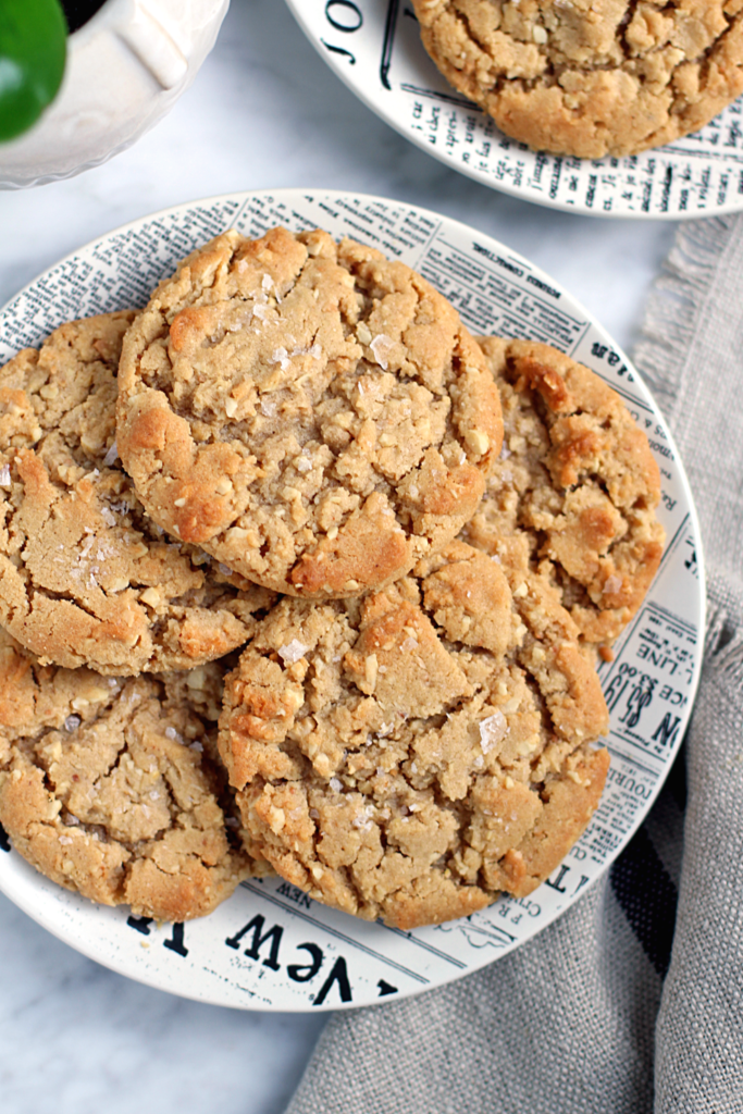 Close-up image of honey-roasted peanut butter cookies.