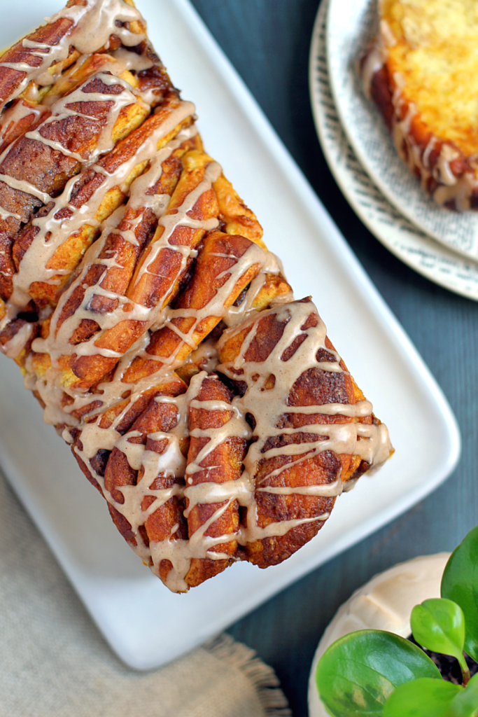 Image of pumpkin pull-apart bread from the top.