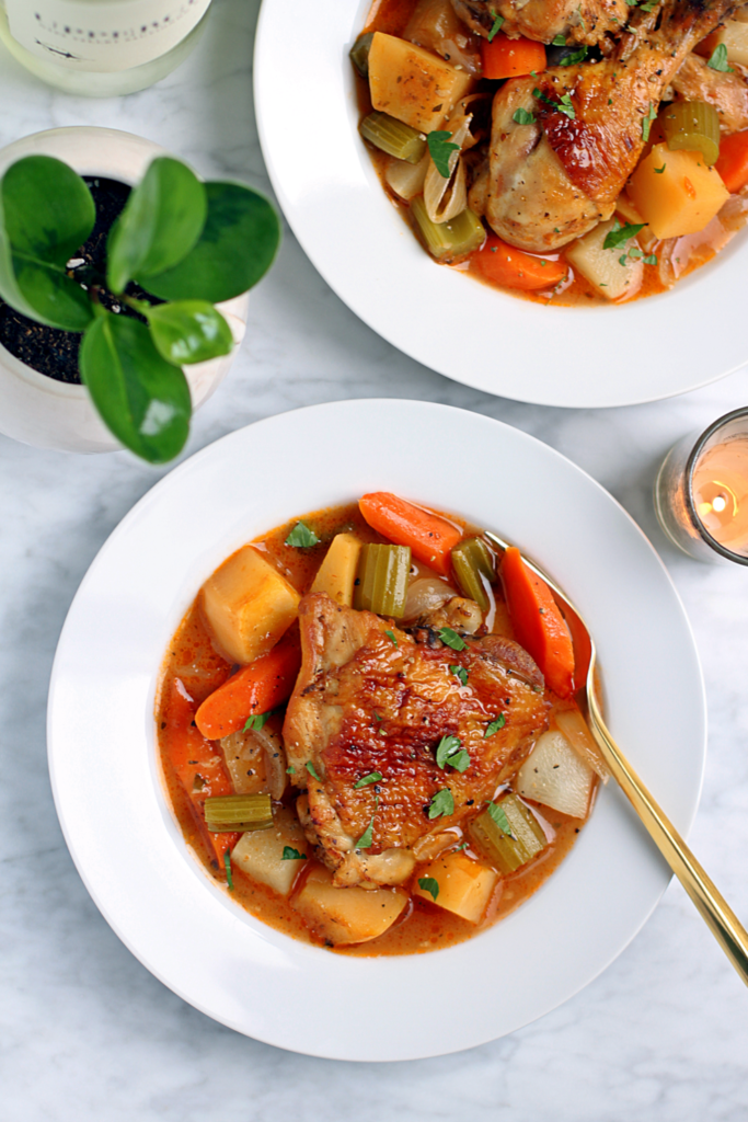 Image of chicken and root vegetable stew.