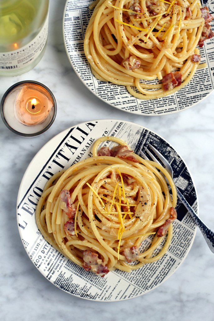 Image of bucatini with lemony carbonara.