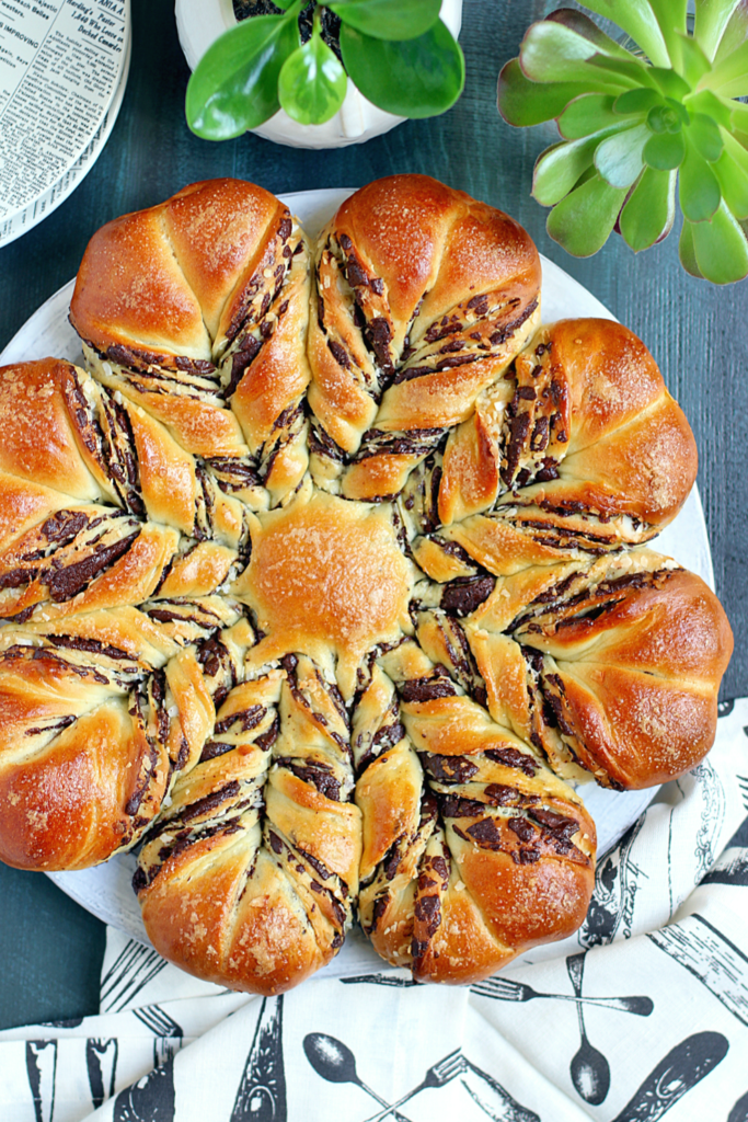 Image of dark chocolate coconut star bread.