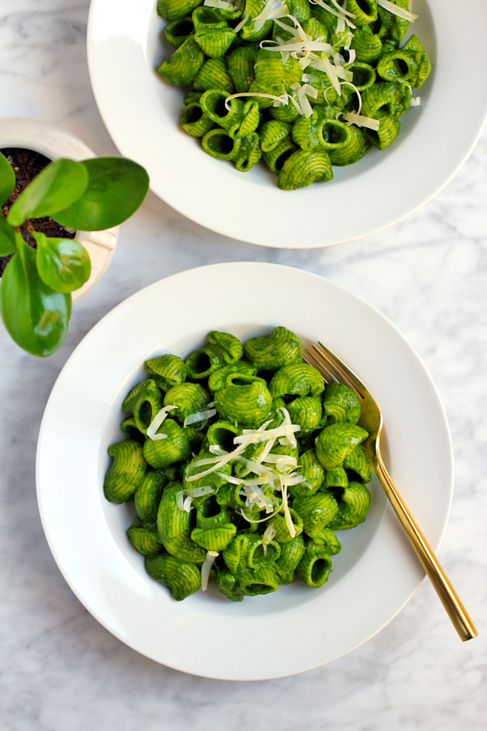 Image of pasta with kale sauce.