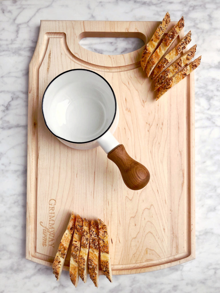 Image of bread for bagna càuda and crudité platter.