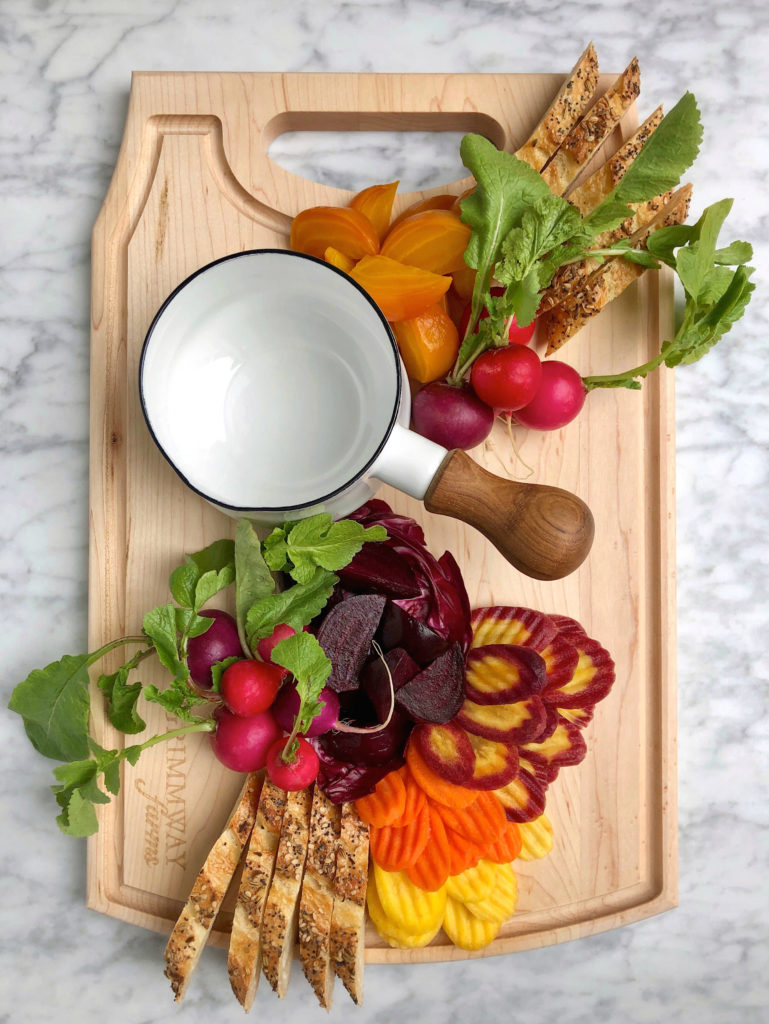 Image of root vegetables for bagna càuda and crudité platter.