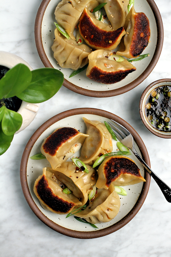 Image of pork and cabbage potstickers.