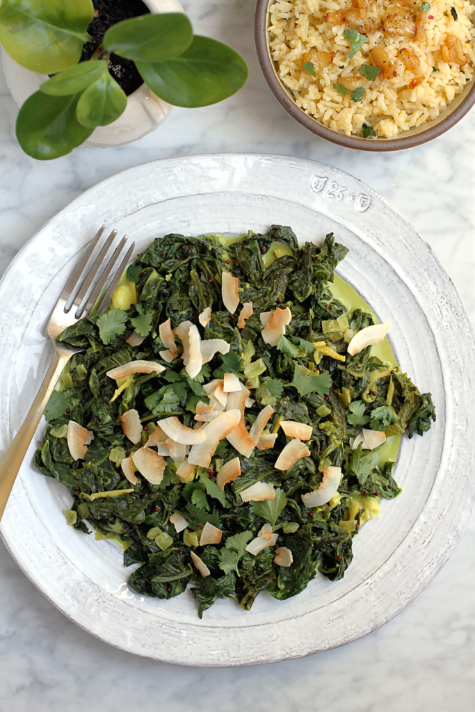 Image of coconut creamed greens.