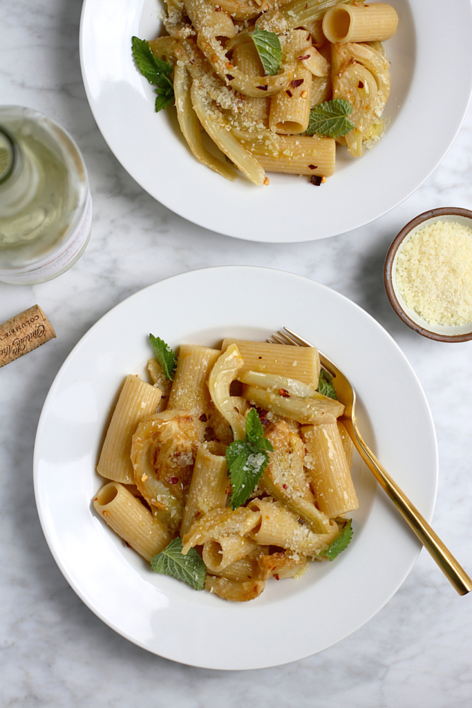 Image of rigatoni with fennel and anchovies.