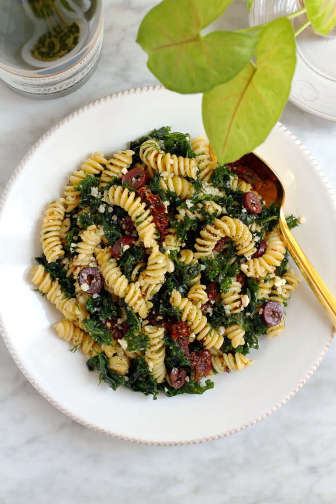 Image of kale pasta salad.