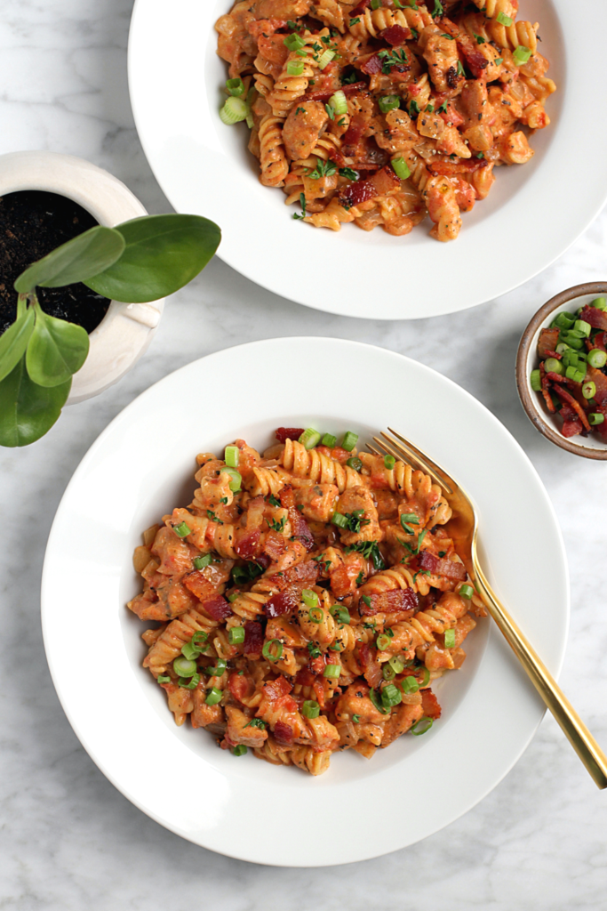 Image of one-pot creamy Cajun chicken pasta.