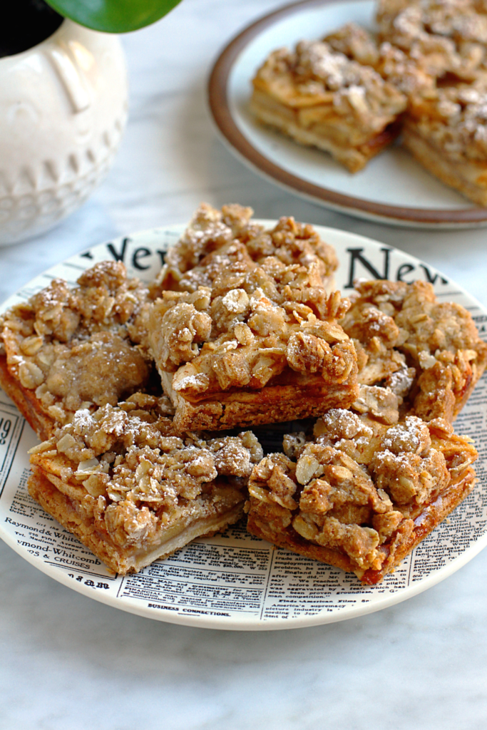 Image of vegan apple pie bars.