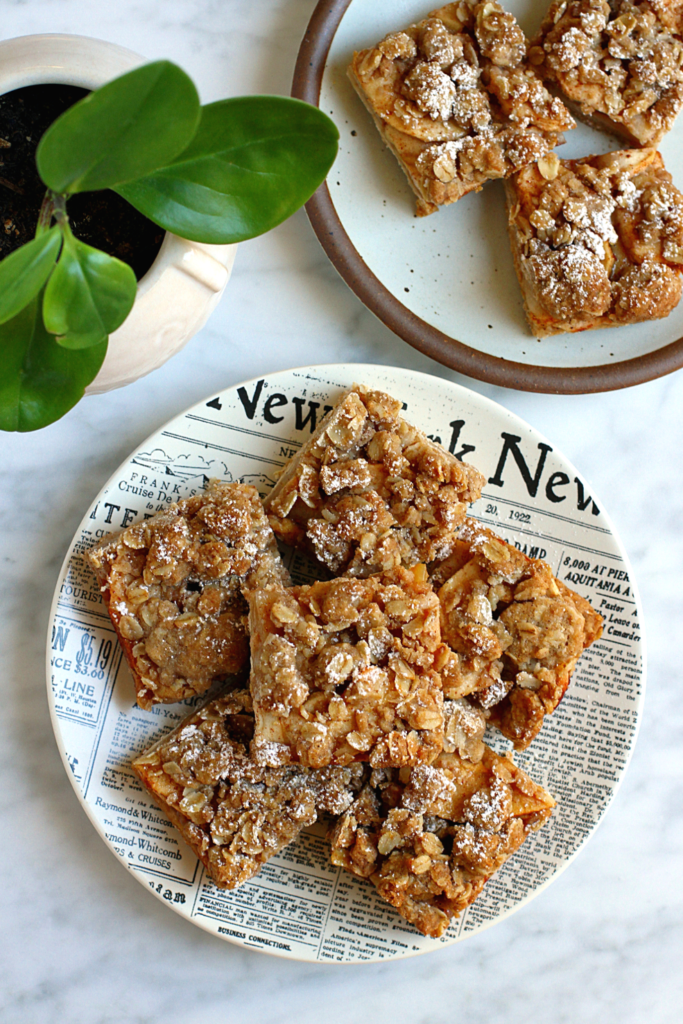 Image of vegan apple pie bars from the top.