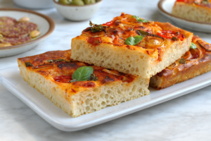 Image of pieces of double tomato focaccia.