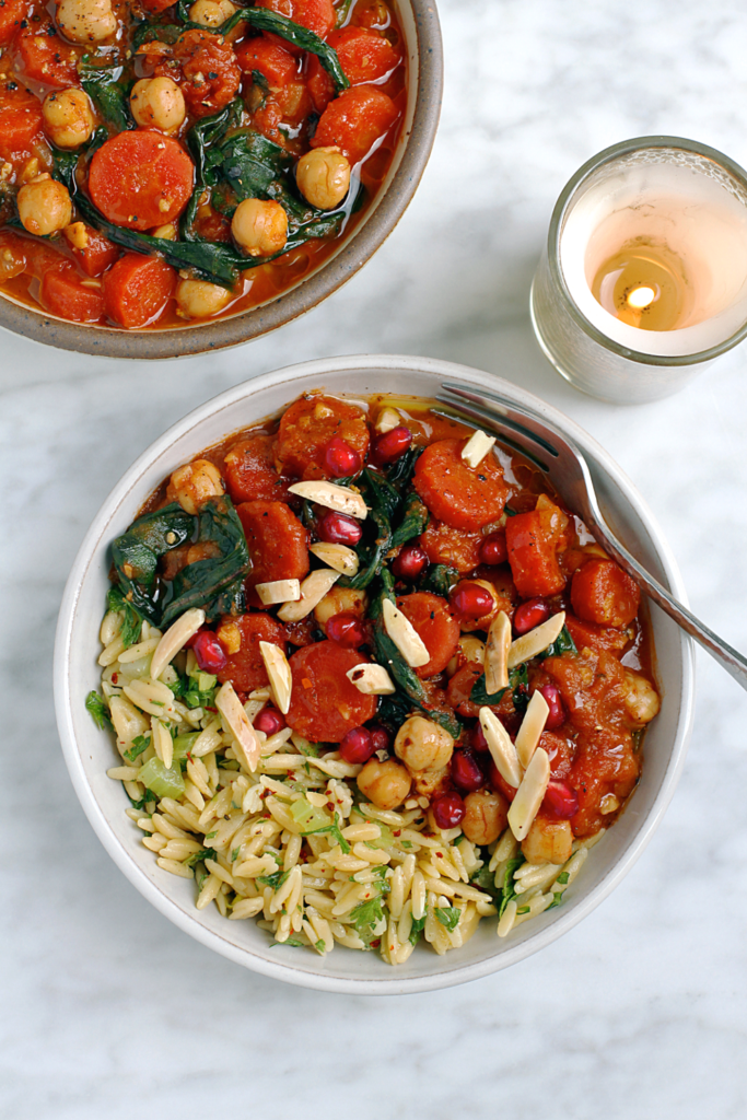 Image of Moroccan spiced carrot and chickpea stew.