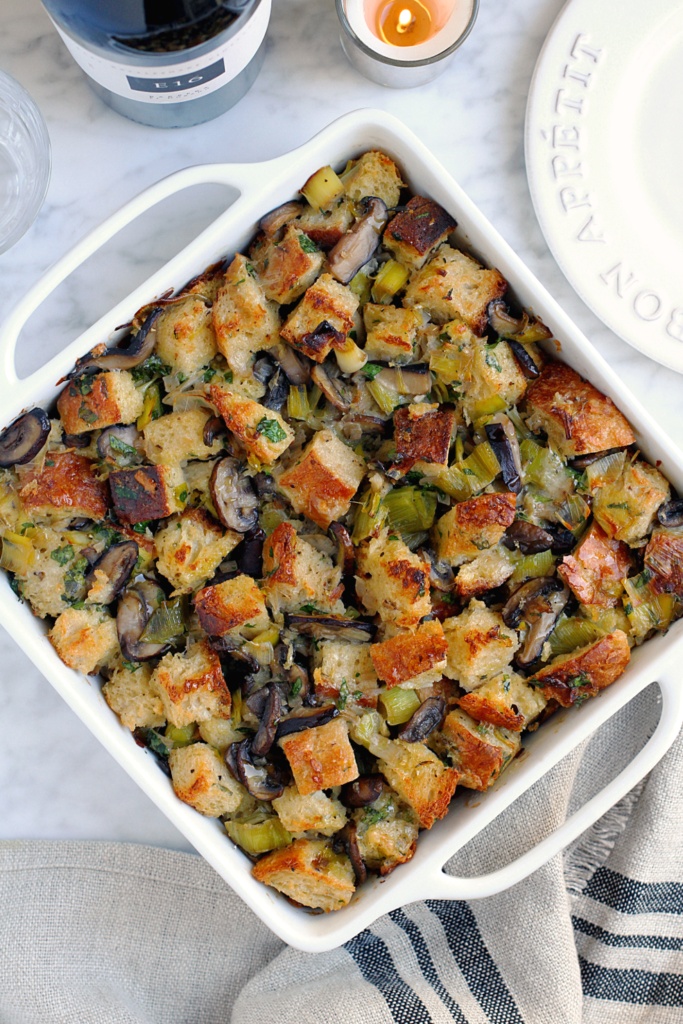 Image of leek and mushroom stuffing.