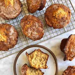 Image of cinnamon-sugar banana muffins.