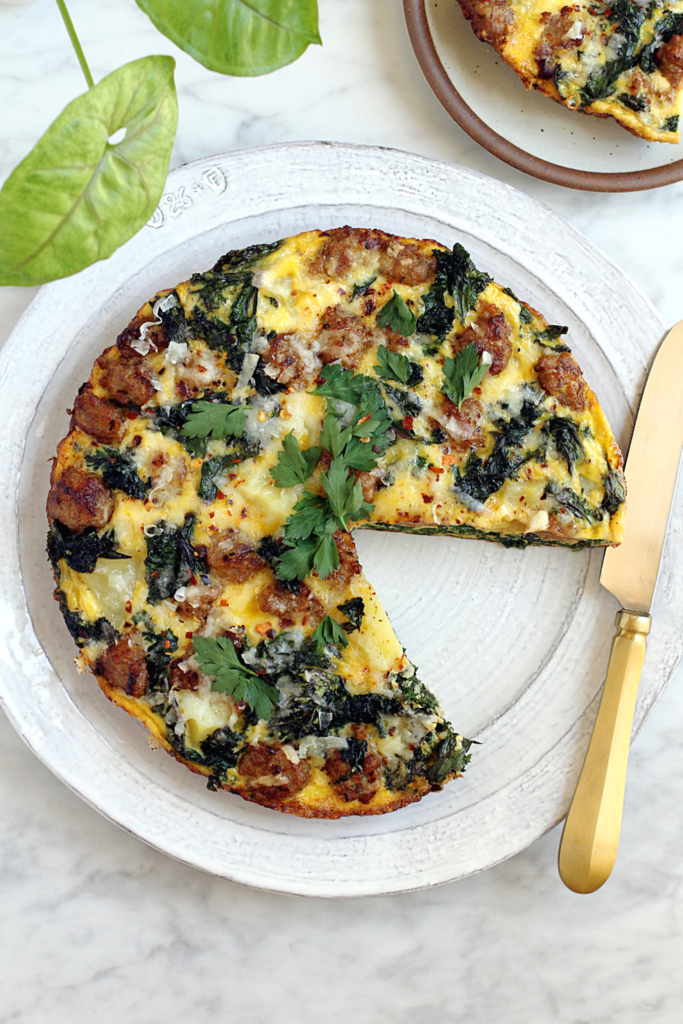 Image of kale and sausage frittata.