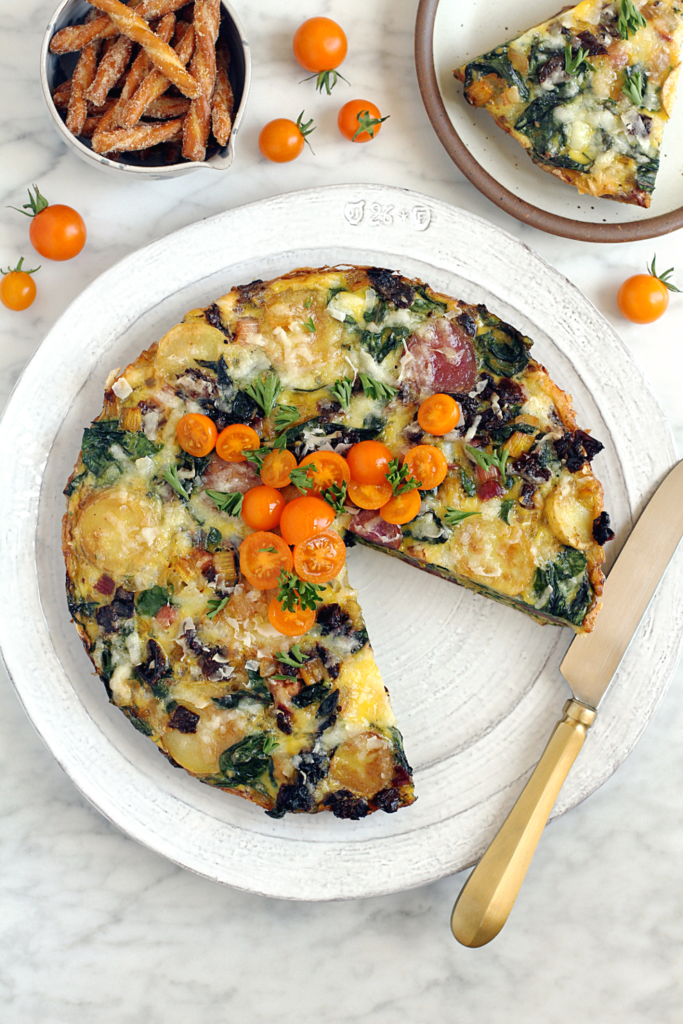 Image of rainbow chard and potato frittata.