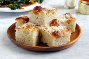 Image of cacio e pepe focaccia.