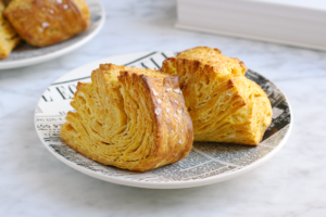 Close-up image of pumpkin and Parmesan cheese biscuits.