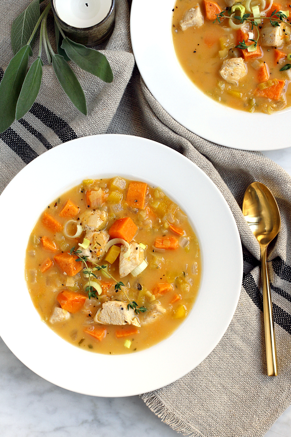 Chicken and Sweet Potato Chowder - Two of a Kind